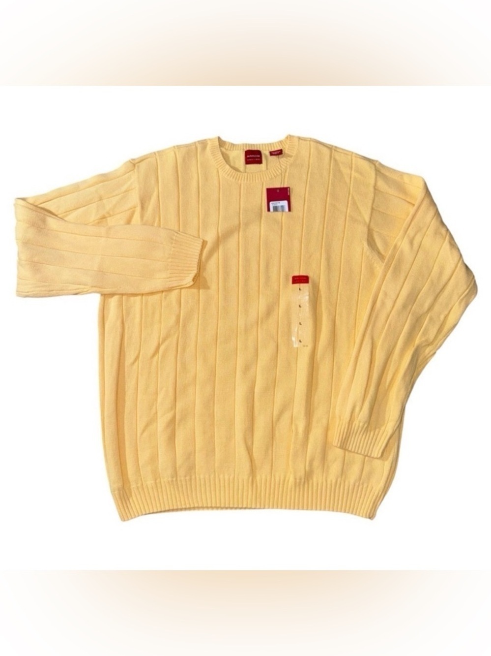 NWT ARROW MENS SIZE LARGE SUNNY YELLOW  CREWNECK PULLOVER CABLE KNIT SWEATER